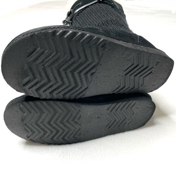 Bass Fargo Black Suede Knit Winter Boots Faux Fur Tassel Size 7 - Picture 10 of 12